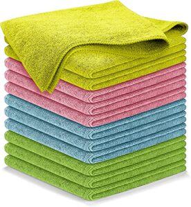 usanooks microfiber cleaning cloth - 12pcs (16x16 inch) high performance - 1200 washes, ultra absorbent microfiber towels for cars weave grime & liquid for streak-free mirror shine - microfiber cloth