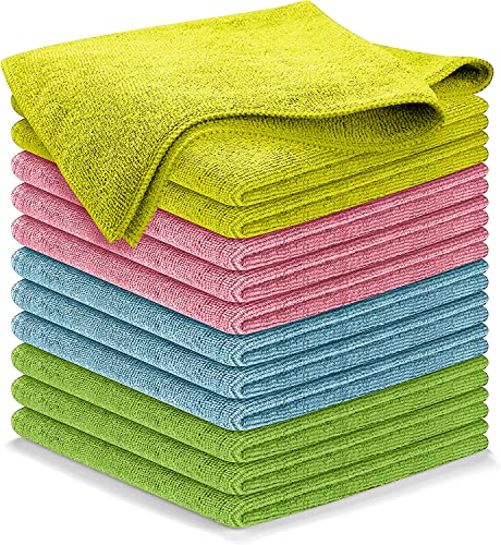 USANOOKS Microfiber Cleaning Cloth - 12Pcs (16x16 inch) High Performance - 1200 Washes, Ultra Absorbent Microfiber Towels for Cars Weave Grime & Liquid for Streak-Free Mirror Shine - Microfiber Cloth