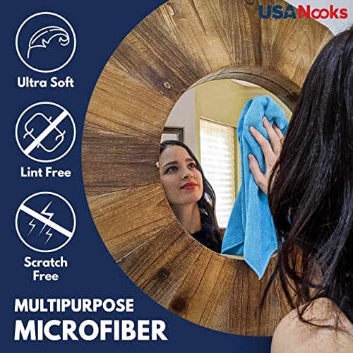 USANOOKS Microfiber Cleaning Cloth - 12Pcs (16x16 inch) High Performance - 1200 Washes, Ultra Absorbent Microfiber Towels for Cars Weave Grime & Liquid for Streak-Free Mirror Shine - Microfiber Cloth