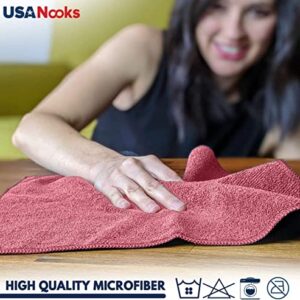 USANOOKS Microfiber Cleaning Cloth - 12Pcs (16x16 inch) High Performance - 1200 Washes, Ultra Absorbent Microfiber Towels for Cars Weave Grime & Liquid for Streak-Free Mirror Shine - Microfiber Cloth