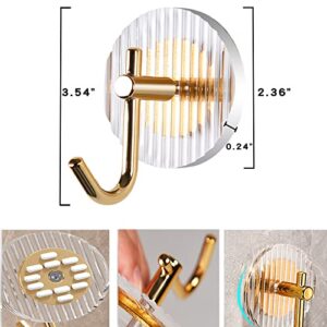 Besser Acrylic Gold Wall Hooks,Acrylic Wall Mounted Hooks,Gold Acrylic Towel Robe Hook 4 Pack,Wall Hooks for Coats