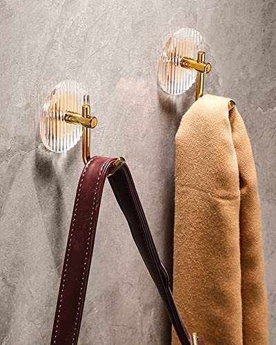 Besser Acrylic Gold Wall Hooks,Acrylic Wall Mounted Hooks,Gold Acrylic Towel Robe Hook 4 Pack,Wall Hooks for Coats