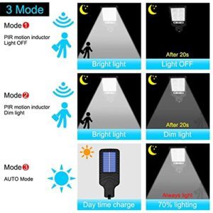 Cagogo Solar Street Light, IP65 Waterproof Outdoor Solar Powered Street Lights Dusk to Da-wn with Motion Sensor LED Security Flo-od Light for Parking Lot, Drive-Way,