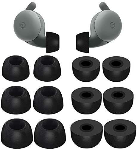 Memory Foam Tips Compatible with Google Pixel Buds A-Series Ear Tips, 6 Pairs No Silicone Noise Reduce Comfortable Fit in Case Eartips Compatible with Google Pixel Buds A Series - S/M/L Black