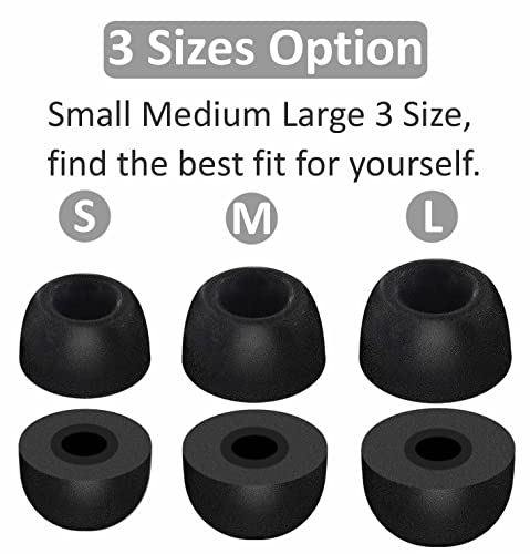 Memory Foam Tips Compatible with Google Pixel Buds A-Series Ear Tips, 6 Pairs No Silicone Noise Reduce Comfortable Fit in Case Eartips Compatible with Google Pixel Buds A Series - S/M/L Black