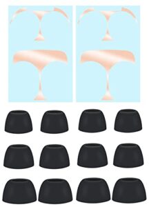 dust guard ear tips kit for galaxy buds pro sm-r190, 2 ultra thin dust proof metallic stickers cover and 6 pairs replacement eartips compatible with samsung galaxy buds pro - s/m/l rose gold