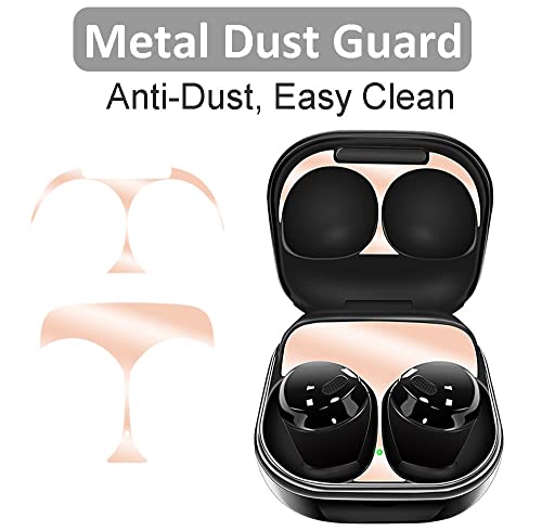 Dust Guard Ear Tips Kit for Galaxy Buds Pro SM-R190, 2 Ultra Thin Dust Proof Metallic Stickers Cover and 6 Pairs Replacement Eartips Compatible with Samsung Galaxy Buds Pro - S/M/L Rose Gold