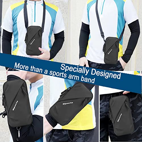 Phone Holder Arm Bands, Small Crossbody Shoulder Holsters Bag with Arm Band, Fits iPhone and All Cell Phones, Use for Running, Walking, Hiking & Biking (Plus Size,Black)
