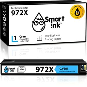 smart ink compatible ink cartridge replacement for hp 972x 972 x (cyan) to use with pagewide pro 477dw 577dw 452dw 477dn 452dn 577z 552dw p55250dw printers