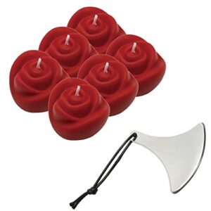 zestler bundle stainless steel wax removal blade + 6 red low temperature body safe rose candle refills