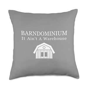 barndominium apparel and designs barndominium barndo life barn warehouse home throw pillow, 18x18, multicolor