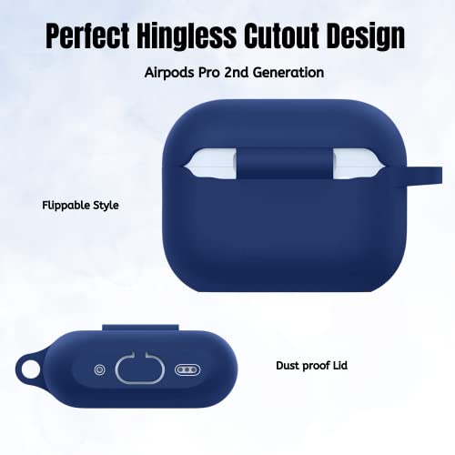 New AirPods Pro 2nd Generation Case Cover 2022, Silicone Protective Case for Apple Airpods with Keychain, Shockproof 2nd Generation Airpods Pro Case, Cute Airpod Charging Case Front LED Visible