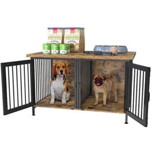 gdlf double dog crate with divider for 2 small dogs or 1 dog, furniture style kennel indoor cage with removable panel (int.dims:36.2”wx24.5”dx21”h)