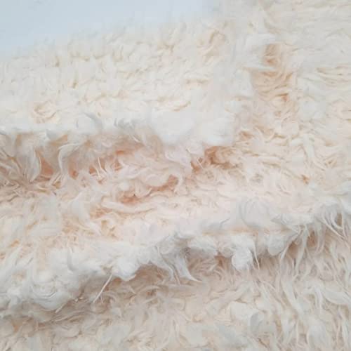 Texco Inc Flokati Curly Faux Fur Cuddly Fabric, Cream 2 Yards