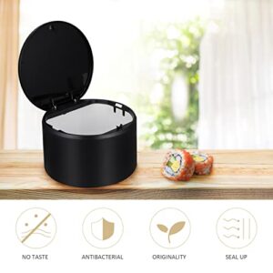 STOBAZA 1pc Countertop Black Kitchen Office Storage Garbage Rubbish with Litter Lid Plastic Wastebasket Organizer Coffee Can Desktop Tiny Type Container Small Stylish Mini Room Trash