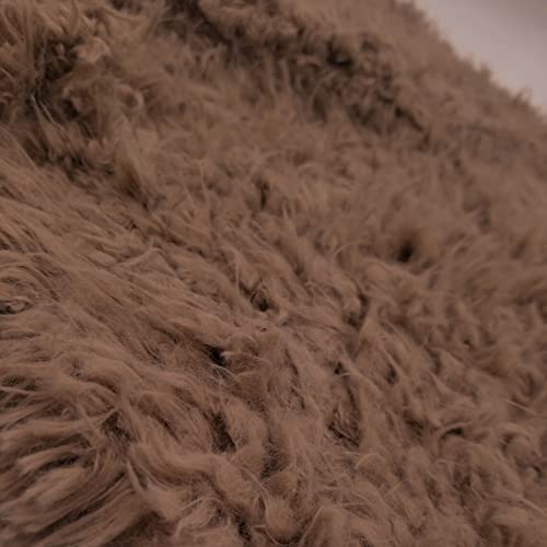 Texco Inc Flokati Curly Faux Fur Cuddly Fabric, Mocha 1 Yard