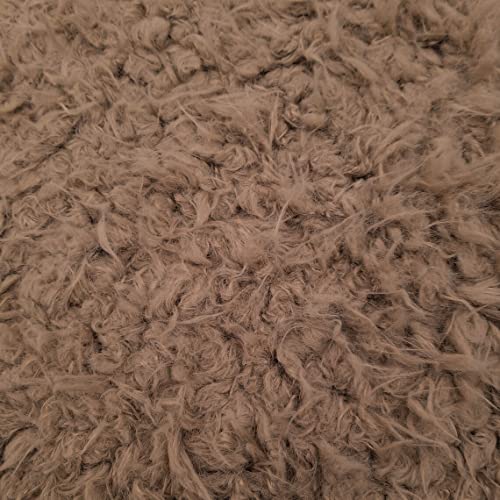 Texco Inc Flokati Curly Faux Fur Cuddly Fabric, Mocha 1 Yard