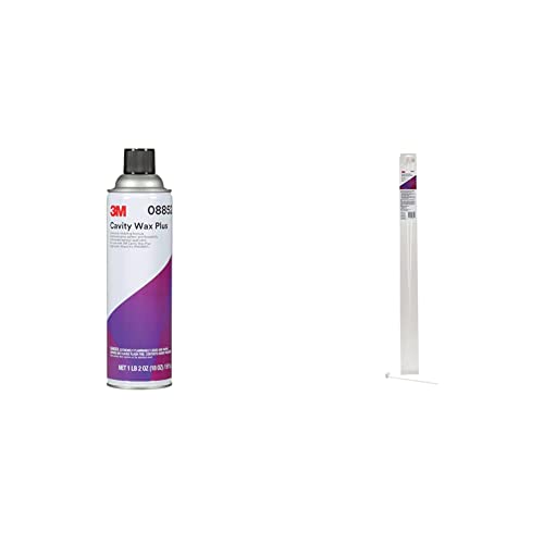 3M Cavity Wax Plus Aerosol Spray, 08852, 18 fl oz, Self-Healing, Non-Hardening, 3M Cavity Wax Plus Applicator Wand Kit, 08851, 360-Degree Nozzles, Corrosion Protection, Collision Repair