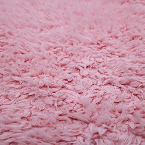 Texco Inc Flokati Curly Faux Fur Cuddly Fabric, Baby Pink 1 Yard