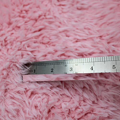 Texco Inc Flokati Curly Faux Fur Cuddly Fabric, Baby Pink 1 Yard