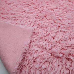Texco Inc Flokati Curly Faux Fur Cuddly Fabric, Baby Pink 1 Yard
