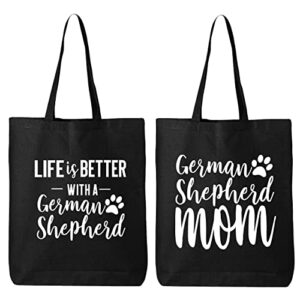 tees & tails life is better with a german shepherd & german shepherd mom canvas tote bag set