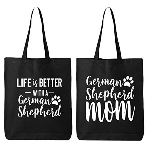 Tees & Tails Life Is Better With A German Shepherd & German Shepherd Mom Canvas Tote Bag Set