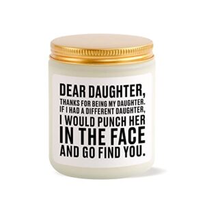 daughter gifts from mom/dad, mothers day gifts for daughter, happy birthday gifts for daughter adult, funny christmas valentine day graduation gifts for daughter from mothers - to my daughter candle
