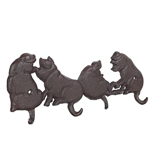 2pcs Coat Cartoon Rustic Hanging Rail Pig Hanger Towel for Home and Door Pattern Farmhouse Animal Kitchen Sweaters Hat Cast Racks Holders Special Clothes Coats Iron Room