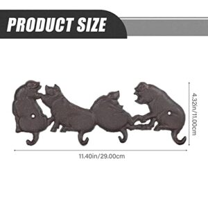 2pcs Coat Cartoon Rustic Hanging Rail Pig Hanger Towel for Home and Door Pattern Farmhouse Animal Kitchen Sweaters Hat Cast Racks Holders Special Clothes Coats Iron Room