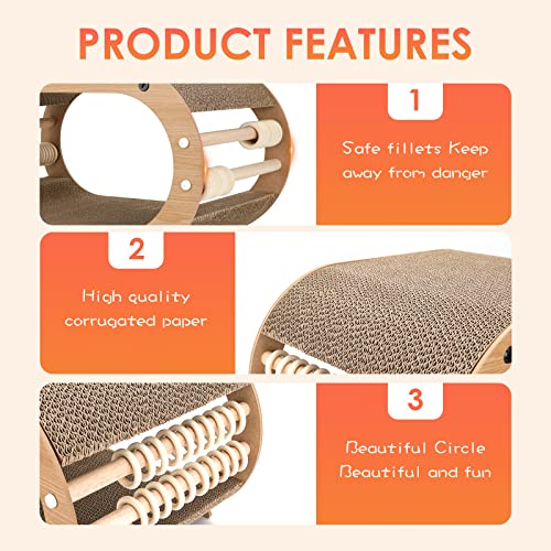 Large Cat Scratcher Bed - Cat Scrathing Cardboard,100% Recycled Paper Cat Scratchers for Indoor Cats - Cardboard Cat Bed, Chemical-Free Materials Cat Scratcher Lounge - Cat Scratch Pad