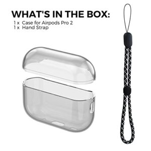 AhaStyle Clear Airpods Pro 2 Case (2023/2022) Soft TPU Protective Covers Come with Hand Strap Compatible with Apple AirPods Pro 2 [USB-C/Lightning Cable] Charging Case (Black)