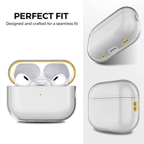 AhaStyle Clear Airpods Pro 2 Case (2023/2022) Soft TPU Protective Covers Come with Hand Strap Compatible with Apple AirPods Pro 2 [USB-C/Lightning Cable] Charging Case (Black)