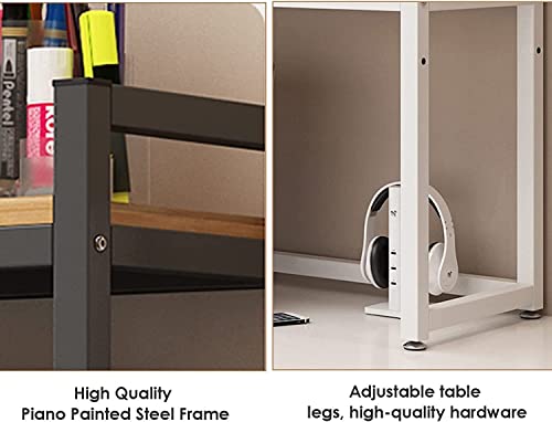 KORP Countertop Hutch Bookshelf,Adjustable Desktop Storage Organizer Shelf Display Rack，Wood and Metal Desktop Bookcase for Office Hoom Dorm (Color : A, Size : 85CM)
