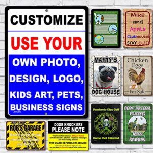 personalized custom aluminum metal sign with your own image, photo, pets, kids art or business logo (9x12 inches, vertical)