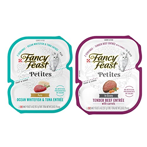 Fancy Feast Petites Gourmet Wet Cat Food Gravy & Pate Grain-Free Twin Packs All 10 Flavors, 20 Servings