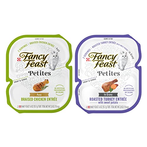 Fancy Feast Petites Gourmet Wet Cat Food Gravy & Pate Grain-Free Twin Packs All 10 Flavors, 20 Servings