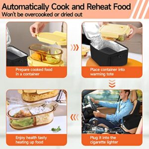 WIRITH Mini Portable Oven,Food Warmer Electric Lunch Box Mini Personal Heated Lunch Box,Slow Cooker with 12V Vehicle Plug,for Cooking and Reheating Meals in Vehicles and Trucks for Work (Black)