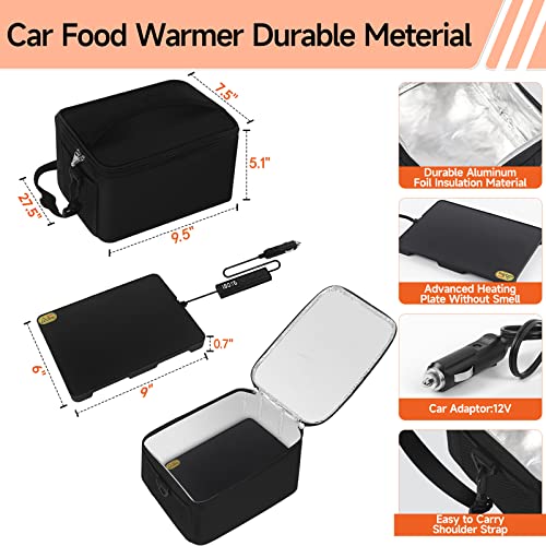 WIRITH Mini Portable Oven,Food Warmer Electric Lunch Box Mini Personal Heated Lunch Box,Slow Cooker with 12V Vehicle Plug,for Cooking and Reheating Meals in Vehicles and Trucks for Work (Black)