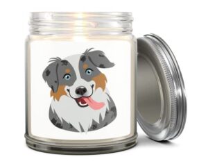 1oak lavender scented candles - dog mom gifts for women - dog candle - candle christmas gift - dog owner gifts - dog lover gifts for women - dog themed gifts - made in usa (australian shepherd)