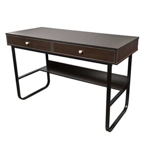 interior elements kuluzego simple writing wooden computer study desk w/drawers for home office, brown, 47"