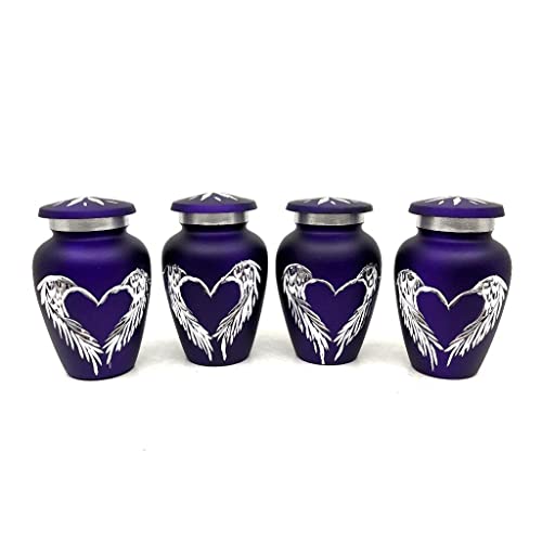 Purple Small Urns for Human Ashes - Angel Wings Mini Urns for Human Ashes - Cremation Keepsakes urns for Ashes - Ash Holders for Human Ashes - Urn (Set of 4) from Keepsake Company