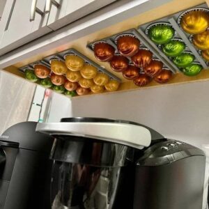 vertuo coffee pod holder | under cabinet or wall mounted storage for pods | minimalist design to declutter your kitchen | made in usa (black)