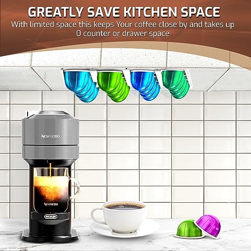 Vertuo Coffee Pod Holder | Under Cabinet or Wall Mounted Storage for Pods | Minimalist Design to Declutter Your Kitchen | MADE IN USA (Black)