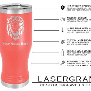 LaserGram 14oz Vacuum Insulated Pilsner Mug, Dump Truck, Personalized Engraving Included (Coral)