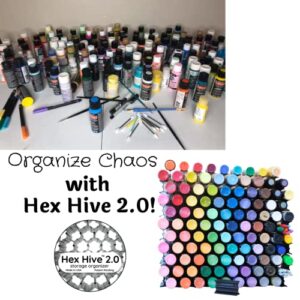Hex Hive 2.0 Storage Organizer 40 Piece Set for Craft Paint, Salon Haircolor, Tattoo Ink and More Made in USA