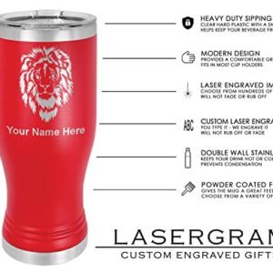 LaserGram 14oz Vacuum Insulated Pilsner Mug, Coat of Arms Dominican Republic, Personalized Engraving Included (Red)