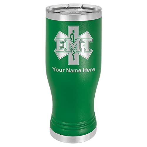 LaserGram 20oz Vacuum Insulated Pilsner Mug, EMT Emergency Medical Technician, Personalized Engraving Included (Green)