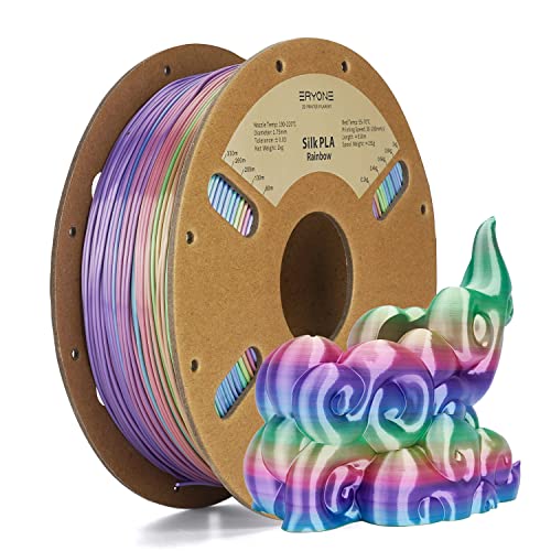 3D Printer Filament，Enisina Silk Rainbow PLA Filament 1.75mm with Gradient Five Colors，Compatible for FDM 3D Printer