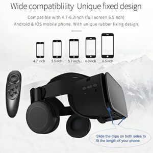 Virtual Reality Headset for Phones VR Headset VR Glasses with Controller for 3D Movies/Games Metaverse Goggles with Bluetooth Headset Compatible with All iPhone/Android Phones with 4.7"-6.3" (Black)